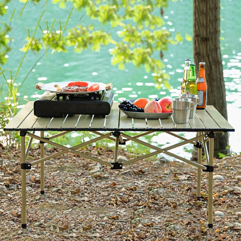 Set Mesa + 4 Silla Plegable Camping Portátil + Bolso